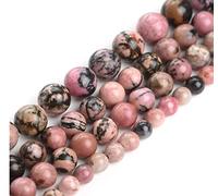 2 Strands Natural Rhodonite Healing Gemstone 6mm (0.24 inch) Round Loose Beads Gem Stone Spacer (116-124pcs) for Craft Jewelry Making Healing Crystal Quartz O9A4-6
