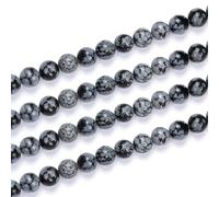 2 Strands Natural Snowflake Obsidian Healing Gemstone 8mm (0.31 inch) Round Loose Beads Gem Stone Spacer (86-92pcs) for Craft Jewelry Making O9A4-8