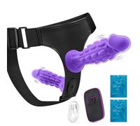 2 Strap on Monster Dildo Purple Remote Control 10 Frequency Vibration 7 Inch and 5 Inch Dildo Couples Sex Toys BBC Male Sex Toys Anal Toy Gay Strap on Harness for Men