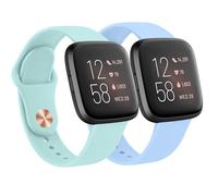 2 Straps for Fitbit Versa 2 Strap/Versa Strap for Women Men, Silicone Sport Replacement Wristband for Fitbit Versa Lite/Versa 2/ Versa,Mint Blue+Light Green