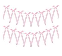 2-String Bow Garland, Long Satin Pink Bow Garland, Hanging Pre-Strung Bows Banner Decoration for Wedding Bridal Shower Baby Shower Birthday Bachelorette Party