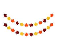 2 Strings Autumn Decorations Felt Garland & Banner Set - Textured Maple Leaf Bunting for Fall Harvest Decor, Thanksgiving Home Decorations, Rustic Farmhouse Gifts & Festival Wall Décor Autumn Bunting
