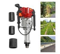 2 Stroke 52CC Gas Powered Pile Driver w/ 3 Post Driving Head, Hammer Fence Push Machine 1900W 6500r/min Heavy-Duty T, Air Cooling Single Cylinder Garden Fencing Tool