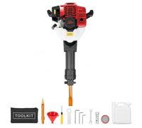 2-Stroke 52CC Petrol Demolition Hammer, 1900W Concrete Breaker with Pointed & Flat Chisel, 1500BPM 20-55J Impact Energy Jack Hammer for Rock Drilling Construction, Air Cooling