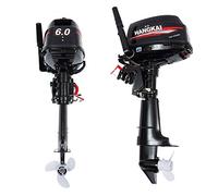 2 Stroke 6 HP Outboard Engine, Petrol Outboard, 4400W 102cc Kayak Motor Boat Engine Water Cooling CDI System & Short Shaft for Inflatable Boats, Sailboats, and Small Yachts