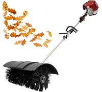 2 Stroke Gas Power Nylon Brush Broom Sweeper Artificial Grass Driveway Turf Snow Clean Petrol Powered Sweeping Cleaner Air Cooled Engine Cleaning Tool Adjustable Speed Large Area For Dirt Leaves