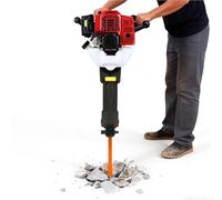 2-Stroke Petrol Demolition Hammer, Heavy-Duty Jack Hammer with 2 Chisel Hand Pull Air Cooling, High-Efficiency Concrete Breaker for Demolition, Renovation, and Construction Projects