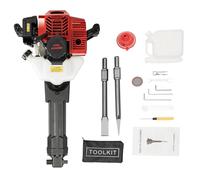 2-Stroke Petrol Demolition Hammer with Pointed Chisel & Flat Chisel, 52 cc Handheld Chisel Hammer Impact Hammer Concrete Breaker Hole Drill, 55J Mortising Hammer Sledge Hammer Petrol Demolition Hammer