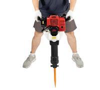 2-Stroke Petrol Demolition Jack Hammer, 52CC Gas Concrete Breaker with 1900W 1500BPM, Hand Pull Start Air Cooling, Includes Point & Flat Chisel for Ground Slotting Rock Breaking