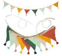2 Stück Fabric Bunting Banner, 20 PCS Flag Banners Multicolor, Garden Bunting, Vintage Fabric Bunting, Nursery Bunting for Wedding Birthday Baby Room Anniversary Nursery (2.6m Candy Colours)