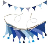 "2 Stück Fabric Bunting Banner, Flag Banners Multicolor, Garden Bunting, Vintage Fabric Bunting, 20 PCS Tassel Bunting for Wedding Birthday children's Room Anniversary Decorations (2.6m Blue) "
