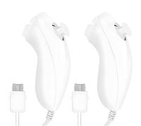 2 Stück Nunchuk-Controller Kit für Wii: Remote Nunchuk-Joystick Gamepad Kontroller Fernbedienung Nunchuck-Controller Joystick Ersatz Controller Kompatibel mit Konsole Wii-Videospiel - Weiß