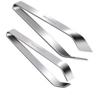 2 Styles Fish Bone Tweezers Set, Professional Stainless Steel Flat and Slant Pliers Remover Set for Salmon, Trout, Chicken, and Kitchen Use(Color:Silver)