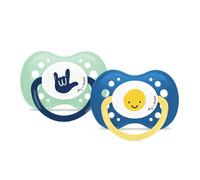 DODIE, 2 x Anatomical Soothers 18 Months BPA Free* Heavy Duty Mathilde Cabanas Smiley Face