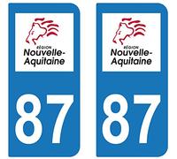 2 supstick Self-Adhesive Registration Plate Department 87 nouvelle-aquitaine