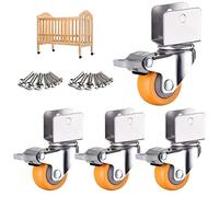 2" Swivel Caster Wheels - 50mm Rubber Casters with U-Bracket for Cribs & Baby Beds 360° Rotatable Nylon Casters Set of 4 Yellow Universal Mobility Solution