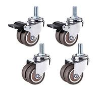 2" Swivel Caster Wheels with Double Wheel Design Threaded M12x25mm Screwed Bolt Heavy-Duty Replacement Casters for Trolleys & Workbenches Set of 4