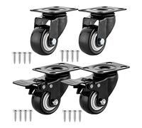 2" Swivel Castors with Brake, 4 Piece Trolley Transport Wheels, with Double Safety Lock and Silent Polyurethane Foam Wheels, 4 not brakes-2in