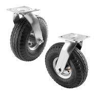 2-Swivel RRQ 10" Pneumatic Caster Wheel with Zinc Top Plate 360 Degree Rotation, Black Rubber Wheel - 600 Lbs Capacity (10 inch)