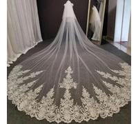 2 T Long Lace Wedding Veil White Ivory Bridal Veil with Comb Blusher Bride Headpiece Wedding Accessories-white-250cm