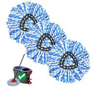 2-Tank System Spin Mop Replacement Head, 3 Pack Mop Head Replacement Compatible RinseClean System, Microfiber, Machine Washable, Easy to Replace and Deep Cleaning