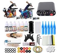 2 Tattoo Gun Kits Tattoo Complete Kit for Lining and Shading With Power Supply Needles Grips Ink Tips for Professional Tattoo Artist