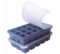 2 Tbsp Silicone Freezer Molds - Perfect for Storing Garlic, Herbs, Ginger, Pesto, Tomato Paste, Lemon Juice, Purees and More - Silicone Food Freezer Tray (Blue 2 Pack)