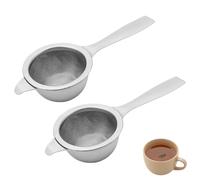 2 Tea Strainers with Single Handles and 2 Cup Holders, Tea Strainers for Loose Tea - Mini Sieve with Long Handle & Drip Tray, Dishwasher Safe Infuser for Mug/Cup/Teapot