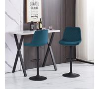 (2, TEAL) 1X2X Bar Stools PU/ Velvet Breakfast Stool Chairs