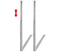 2 Telescopic Table Legs Chrome 710 mm-1100 mm