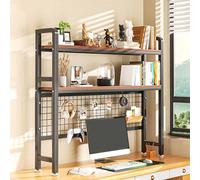 2 Tier 3 Tier Desktop Bookshelf Organizer, Computer Desktop Bookcase, Multipurpose Dorm Room Desk Shelf, Wood Desk Shelf Organizer Desktop Hutch