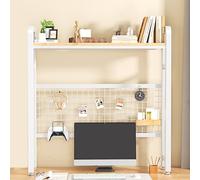 2 Tier 3 Tier Desktop Bookshelf Organizer, Computer Desktop Bookcase, Multipurpose Dorm Room Desk Shelf, Wood Desk Shelf Organizer Desktop Hutch