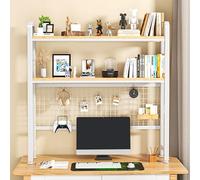 2-Tier & 3-Tier Desktop Bookshelf Organizer - Multipurpose Wood Bookcase for Home & Dorm Room - Stylish Computer Desk Shelf & Hutch for Efficient Storage