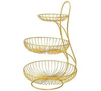 2 Tier 3 Tier Fruit Basket Wire Fruit Bowl or Produce Holder Two or Three Tier Fruit Basket Stand for Storing & Organizing Vegetables Eggs etc (Gold 3 Tier)