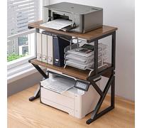 2-Tier/3-Tier K-Shape Printer Stand with Storage, Heavy Duty Desktop Organiser for Home Office, Fits Printers/Scanners/Fax Machines, Space-Saving Corner Shelving (Brown, 54 * 37 * 68.5cm)