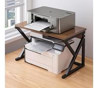 2-Tier/3-Tier K-Shape Printer Stand with Storage, Heavy Duty Desktop Organiser for Home Office, Fits Printers/Scanners/Fax Machines, Space-Saving Corner Shelving (Brown, 54 * 35 * 34.5cm)