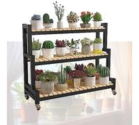 2-Tier & 3-Tier Metal Plant Stand Black & White 80-120cm Adjustable Height Rolling Display Rack for Indoor & Outdoor Garden Balcony Storage Solutions