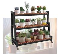 2-Tier & 3-Tier Metal Plant Stand Black & White Plant Ladder 80-120cm Indoor/Outdoor Display Rack with Wheels Perfect for Garden & Balcony Storage