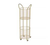 2-Tier 360° Metal Laundry Hamper Cart, With Handles Spacious Bathroom Baskets, for Organizing Easy to Use, Ideal for Living Room, Bedroom(Gold)