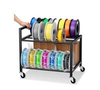 2-Tier 3D Filament Storage Cart - Under-Desk 3D Printer Filaments Storage Rack Rolling Holds 32×1kg Spools for PLA/ABS/TPU Filaments with Wheels for Home, Office, Studio
