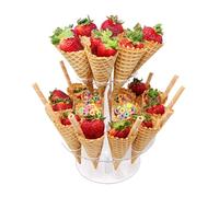 2-Tier Acrylic Ice Cream Cone Holder With 24 Holes for Waffle Sushi Hand Roll, Wedding and Birthday