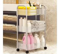2 Tier Acrylic Rolling Cart with Lockable Wheels & Handle Transparent Utility Trolley for Kitchen & Bathroom Storage Versatile nization Solution