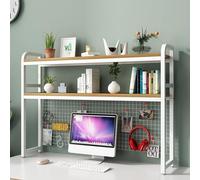 2-Tier Adjustable Desk Shelf Stand - Multi-Purpose Display Rack for Desktop & Bookshelf Grid Storage for Computer Desk Stylish Home Decor