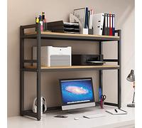 2-Tier Adjustable Printer Stand & Desktop Bookcase - Wooden Bookshelf Organizer for Home Office & Dorm Room - Open Storage Display Rack, 115x32x90cm - Space-Saving, Multi,One Color-55*32*90cm