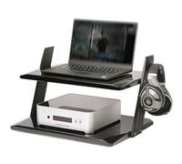 2-Tier Aluminum Alloy Media Stand Shock-Absorbing Audio Rack Stable Video Storage Cabinet with Rear Center of Gravity Design for Optimal Load-Bearing