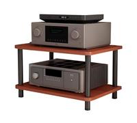 2-Tier Audio Rack, HiFi Component Stand with Shock-Absorbing Pins, MDF Media Shelf for Stereo, Turntable, Amplifier, Brown, 60x40x42.5cm
