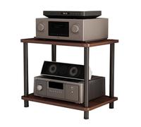 2-Tier Audio Rack, HiFi Component Stand with Shock-Absorbing Pins, MDF Media Shelf for Stereo, Turntable, Amplifier, Brown, 60x40x42.5cm