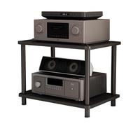 2-Tier Audio Rack, HiFi Component Stand with Shock-Absorbing Pins, MDF Media Shelf for Stereo, Turntable, Amplifier, Brown, 60x40x42.5cm