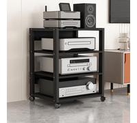 2 Tier AV Stand Ste Cabinet Fur MovableCorner Shelf Console Rac with Wheel TV Sto Shelves,for DVD Players,Game Console,TV Box(Black,4 Tier)