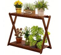 2-Tier Balcony Flower Pot Stand, Space-Saving Indoor Plant Shelf, Floor Display Rack for Flowers and Greenery, Simple Design for Living Room Use